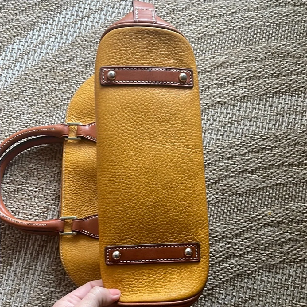 Dooney & Bourke Yellow and Brown Leather Satchel - Picture 4 of 9
